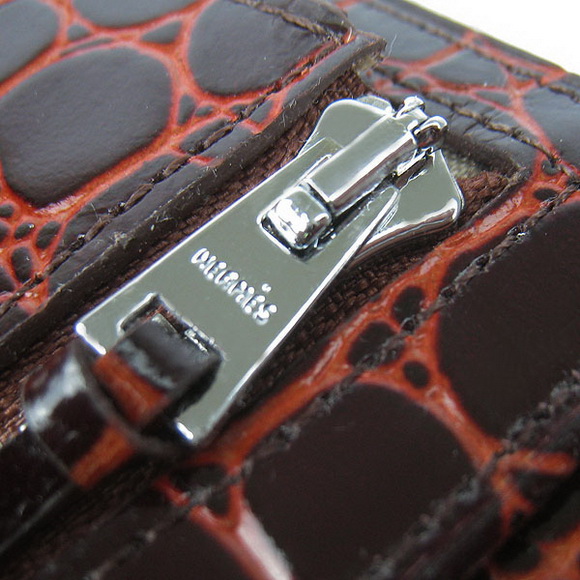Cheap Replica Hermes Deep-Coffee Crocodile Veins Wallet H006 - Click Image to Close